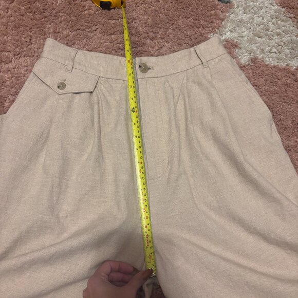 Anthropologie Pinktuck Linen Pants Womens Size 2 Sand High Rise Wide Leg V Waist - Picture 6 of 8